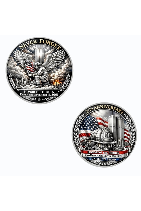 Never forget September 11 25th Anniversary Commemorative Coin Honoring Firefighters Collectible Coin for Display and Keepsake