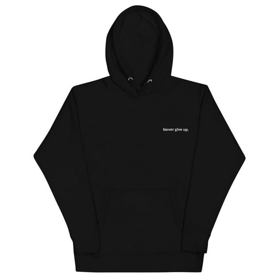 Never give up. Unisex Hoodie (Black, S)