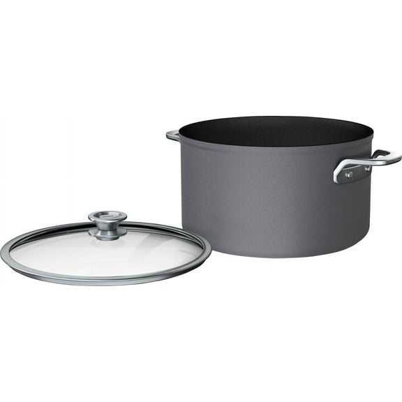 8-Quart Stock Pot with Glass Lid - Black
