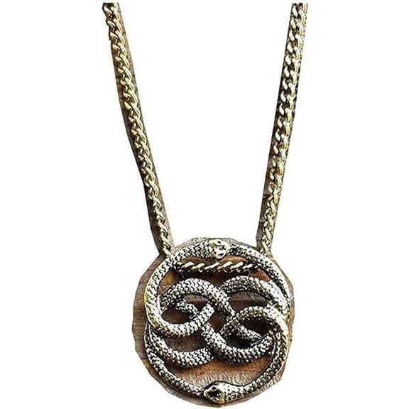 Neverending Story Antique Bronze Necklace Auryn Necklace Long Choker Never Ending Story Snake Pendant Snake Circle Necklace, 25, Silver