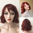 thumbnail image 1 of Nevermindyrhead Short Wavy Bob Wig with Fringe Bangs, Short Auburn Dark Red Wigs for Women, Heat Resistant Wigs for Daily, Party, 1 of 8