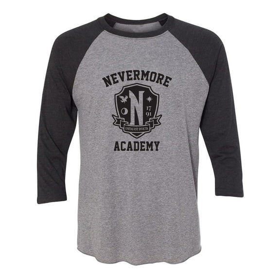 Nevermore Academy Unisex 3/4 Sleeve Baseball Raglan Tee