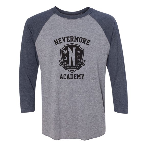 Nevermore Academy Unisex 3/4 Sleeve Baseball Raglan Tee