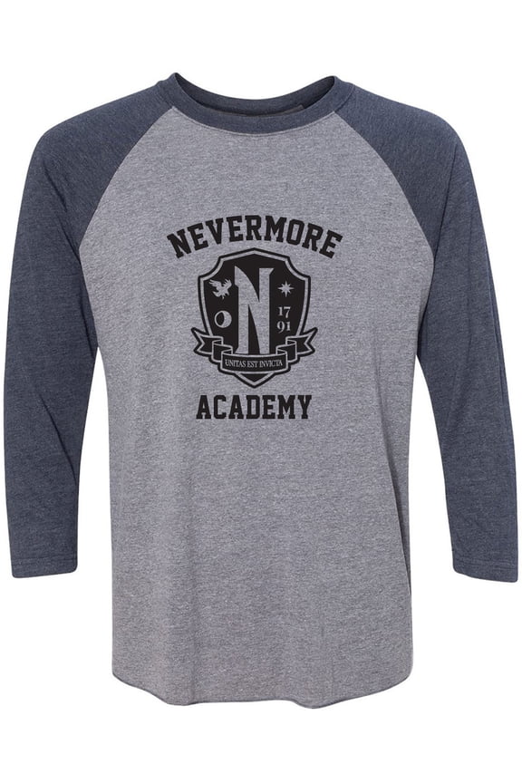 Nevermore Academy Unisex 3/4 Sleeve Baseball Raglan Tee