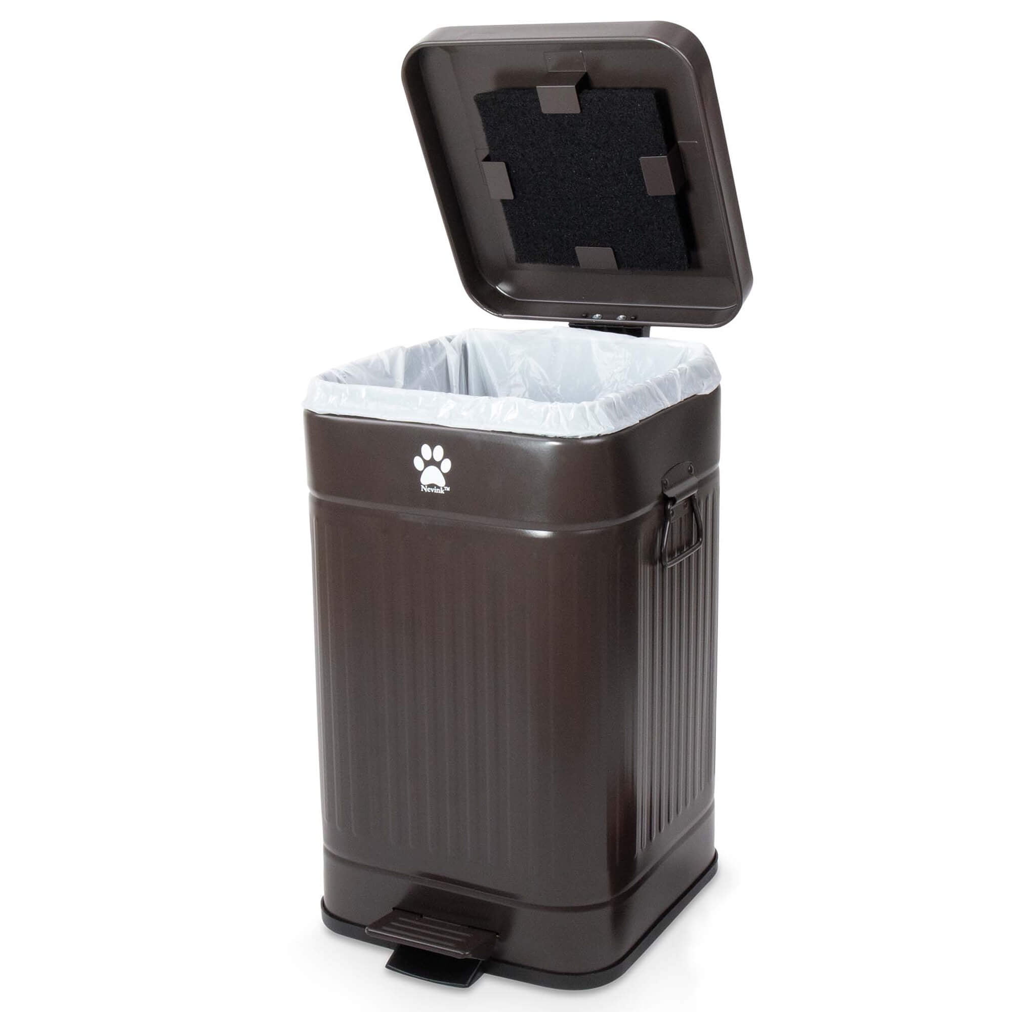 Nevink 3.2 Gallon Odor Free Outdoor Steel Dog Poop Trash Can with Lid Mulch