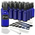 thumbnail image 1 of Nevlers 2 oz Cobalt Blue Glass Spray Bottles (Set of 24) | Includes Funnel, Brush, Shrink Wrap, Labels and Marker, 1 of 9