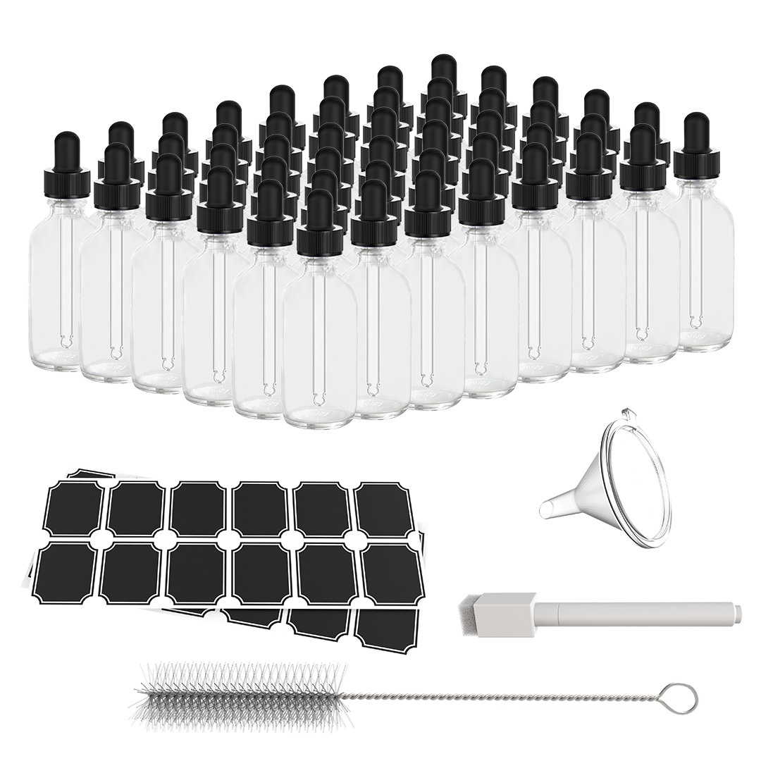 Nevlers 2 oz. Leakproof Cosmetic Bottles with Dropper Caps Pack of 48