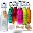 thumbnail image 1 of Nevlers 33 oz Ringed Swing Top Glass Bottles (Pack of 6) | Includes Funnel, Brush, Tags, Shrink Wrap and Marker, 1 of 9