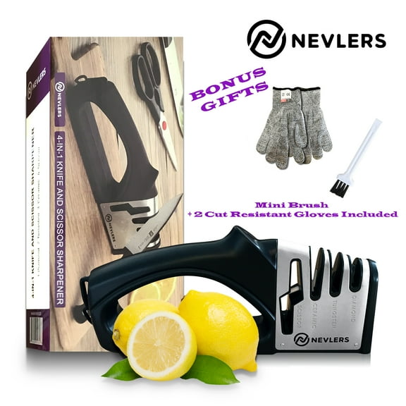 Nevlers 4-in-1 Black Knife Sharpener- Polishes & Repairs Most Knives