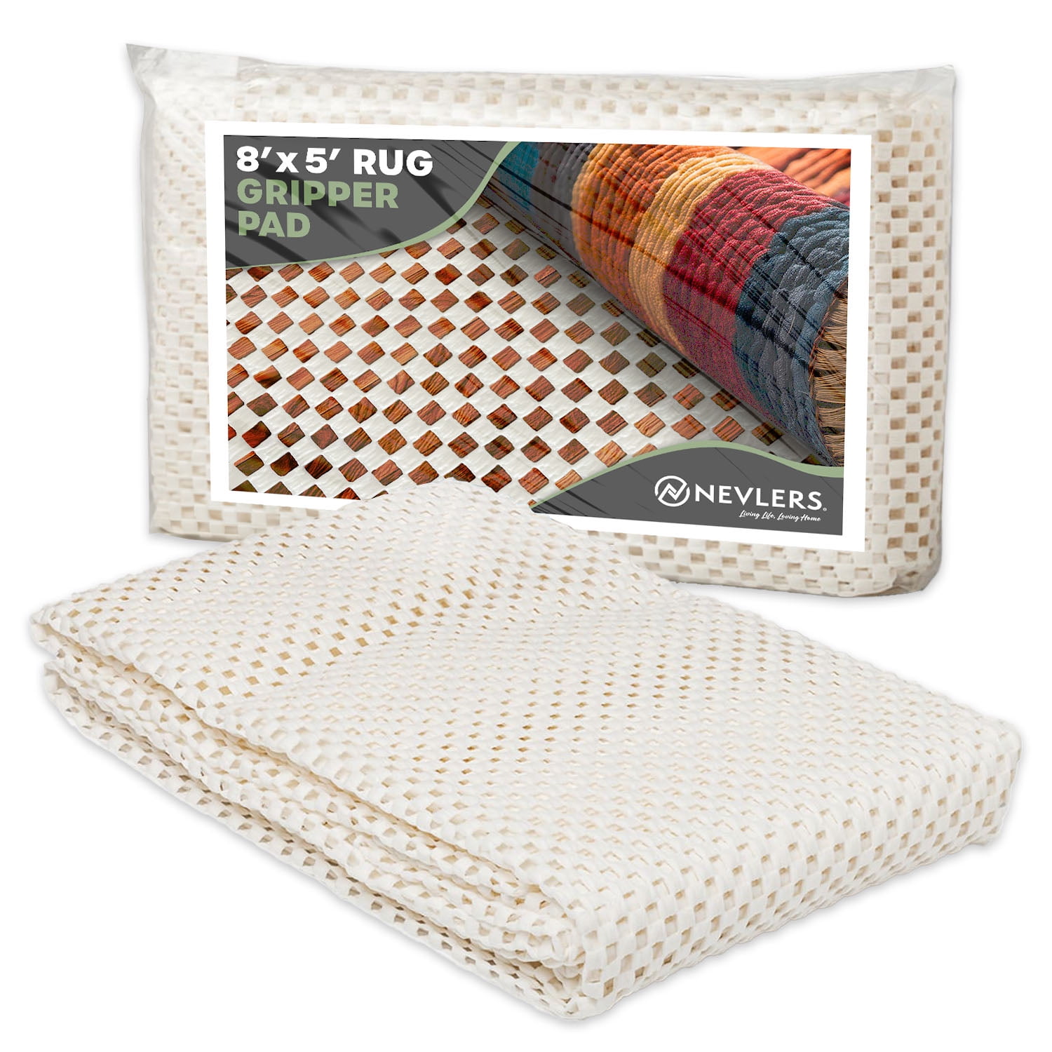 5' x 8' White PVC Foam Non-Slip Rug Pad