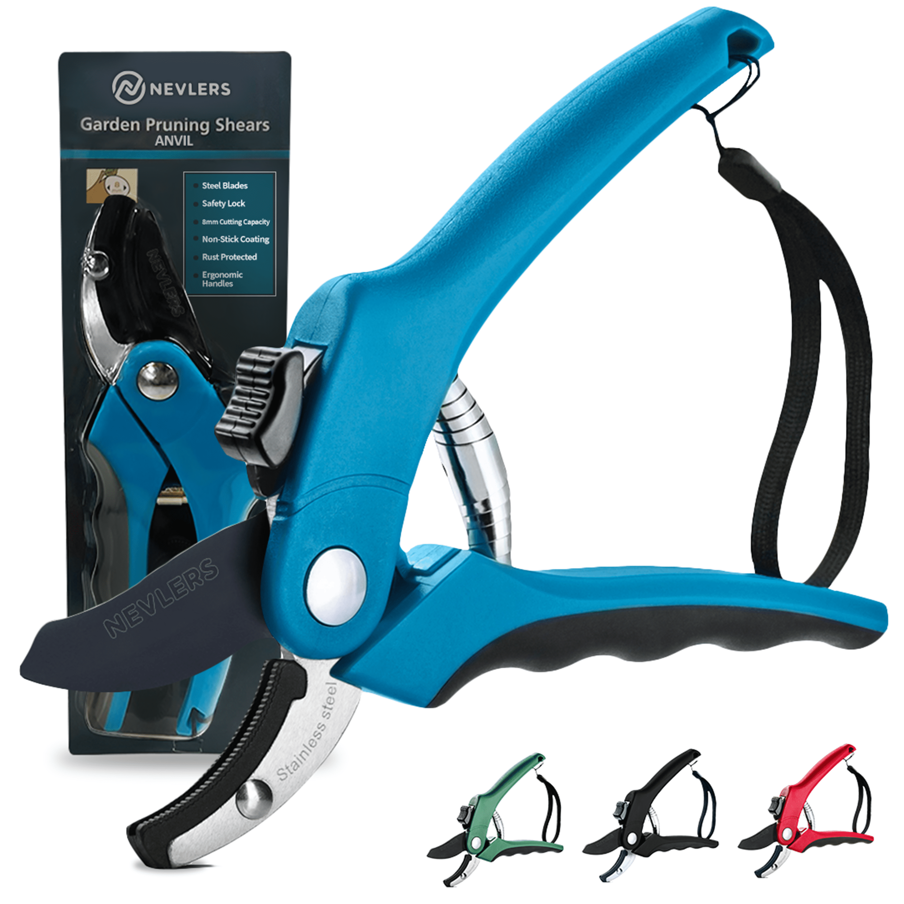 Nevlers 8 in. Blue Heavy Duty Anvil Garden Pruning Shears - Walmart.com