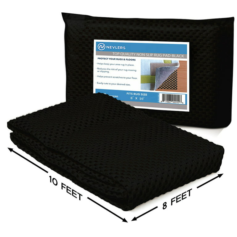 Nevlers 8' x 10' Black Non Slip Grip Rug Pad, Perfect for Area Rugs, Can  Cut to Size