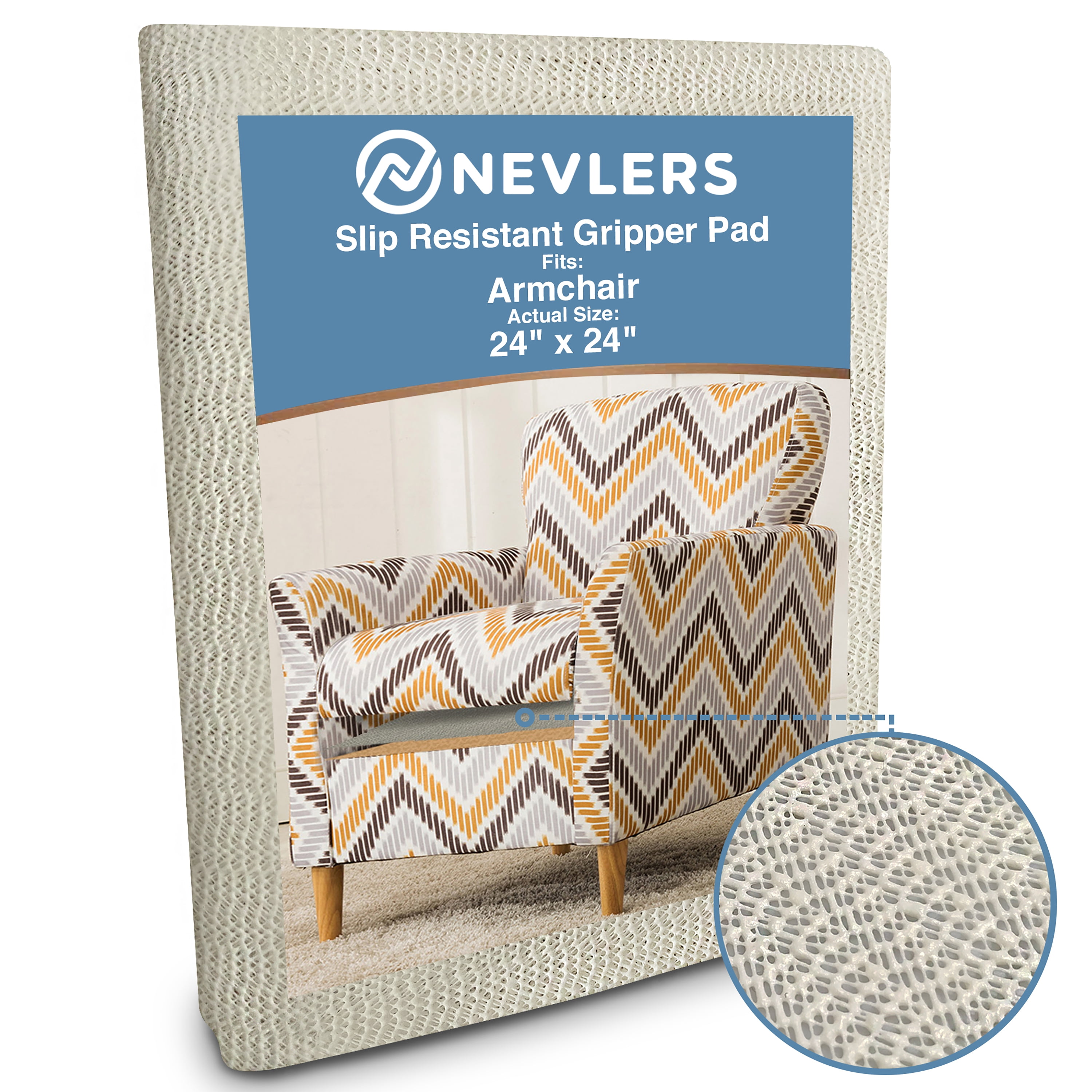 Nevlers Anti Slip Cushion Gripper for Armchair 24" X 24" Durable Grip