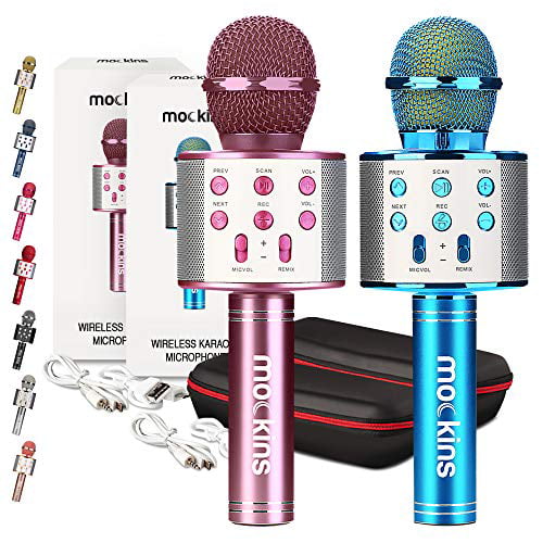 Nevlers Blue & Purple Wireless Karaoke Microphones with Bluetooth Speaker  and Voice Recorder 