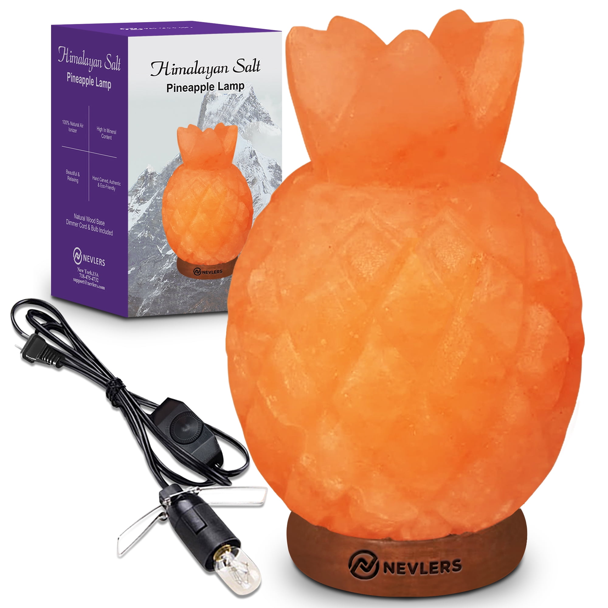 Pineapple Shaped Himalayan Pink Salt Lamp with Wooden Base