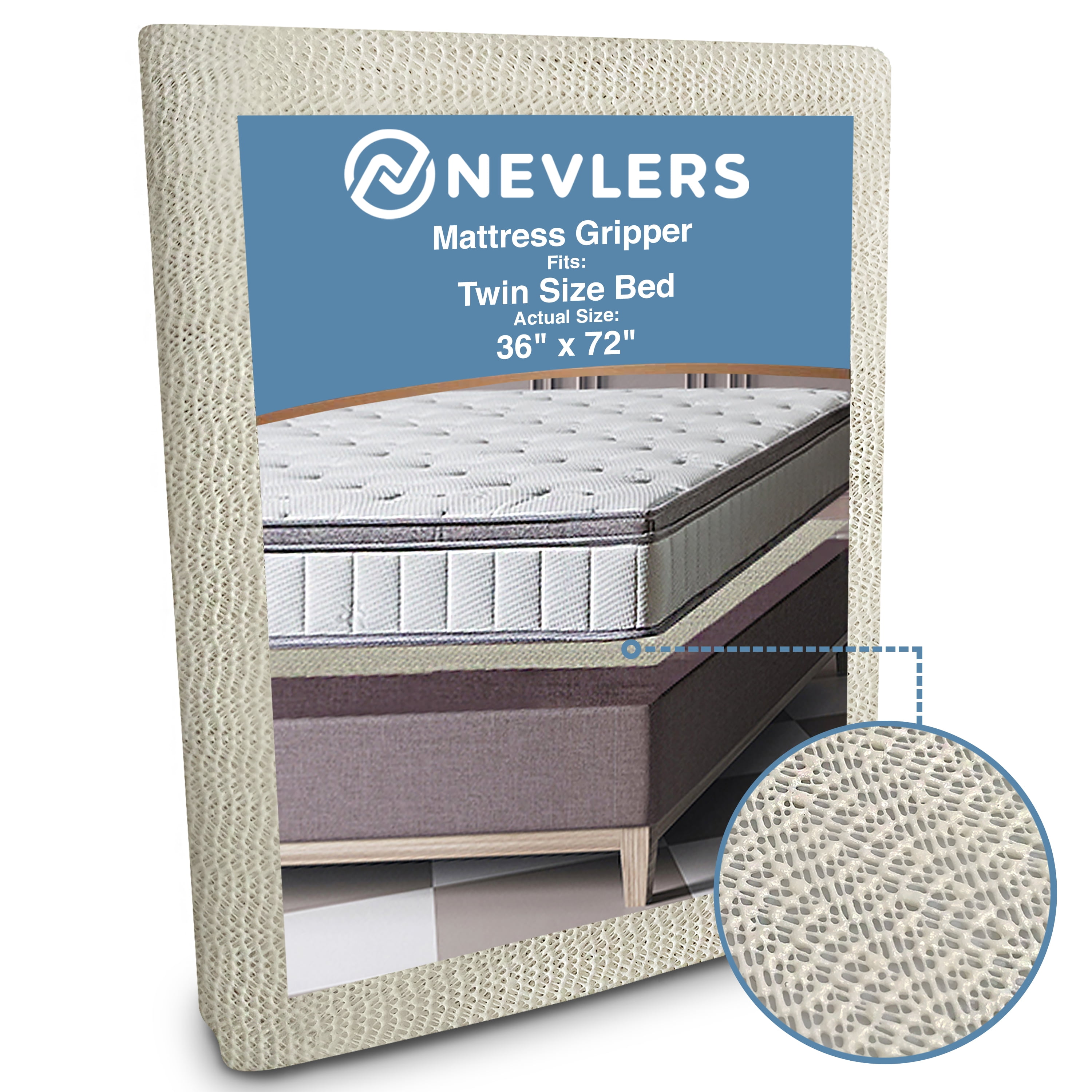 Nevlers Twin Size AntiSlip Mattress Gripper Pad 36" x 72" Prevent