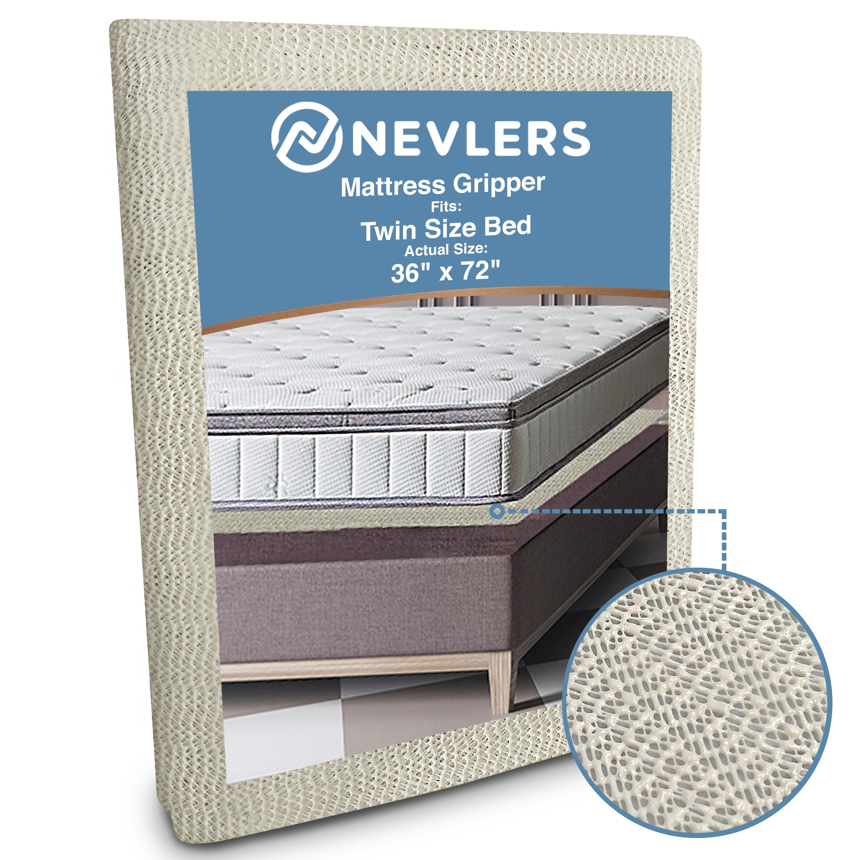 Nevlers Twin Size Anti-Slip Mattress Pad - 36 x 72 | Prevent Mattresses &  Toppers from Slipping | Durable Gripper Pad | Versatile Grip Mats