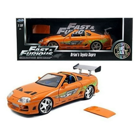 New 1:18 FAST & FURIOUS 7 - ORANGE BRIAN'S TOYOTA SUPRA WITH REMOVABLE ROOF Diecast Model Car By Jada Toys