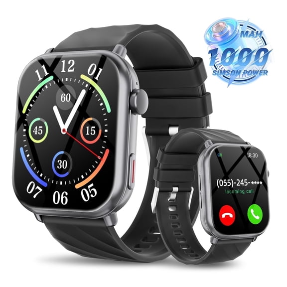 FITORA New 1.83"HD Screen Men Women Smart Watch 2026, with Bluetooth Call Answer Multi-Sports Modes IP68 Waterproof 10 Days Battery Life Compatible with Android and Iphone-Black