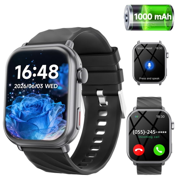 FITORA New 1.83"HD Screen Men Women Smart Watch 2026, with Bluetooth Call Answer Multi-Sports Modes 10 Days Battery Life Compatible with Android and iPhone-Black