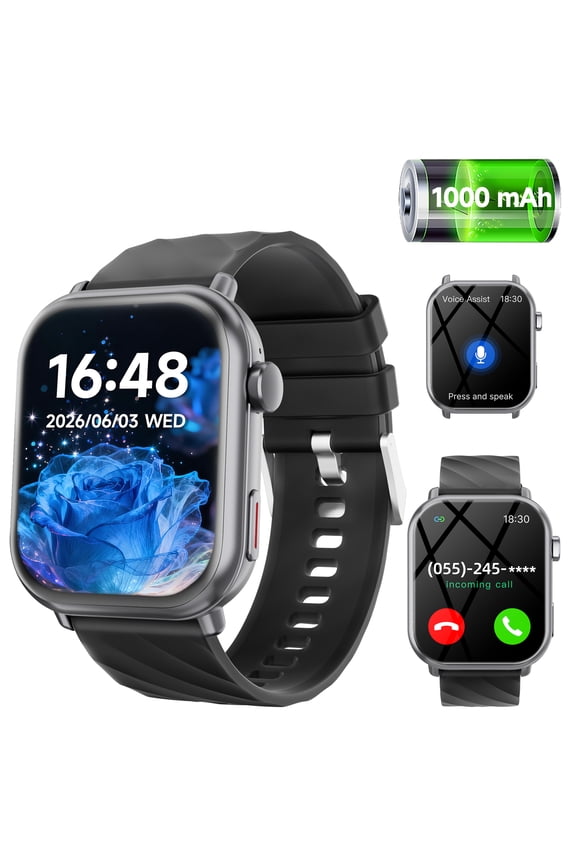 New 1.83"HD Screen Men Women Smart Watch 2026, with Bluetooth Call Answer Multi-Sports Modes 10 Days Battery Life Compatible with Android and iPhone-Black