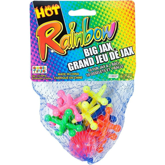 New 1 Rainbow Neon Big Jax Jacks and Ball Set