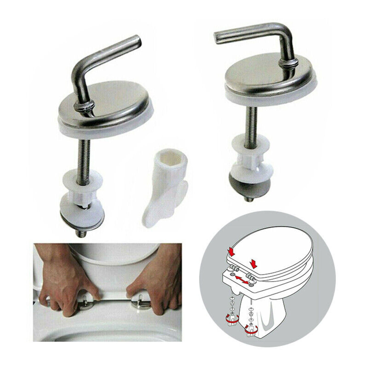 New 1 pair WC Toilet Seat Hinge Fittings Quick Release Hinges Stainless