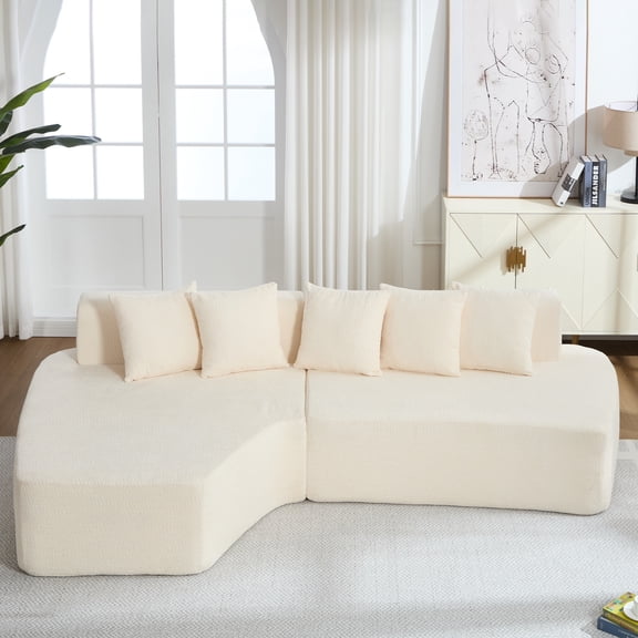 New 10.2" Cloud Sofa Sleeper with 5 Pillows – Corduroy 3-Seat Couch, Memory Foam & Spring Coil, No Assembly for Living Room, Soft Plush