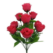 New 10 Heads Stems Artificial Silk Fake Flowers Rose Bud Bunch Wedding Bridal Bouquet Flowers Home Outdoor Part Decoration