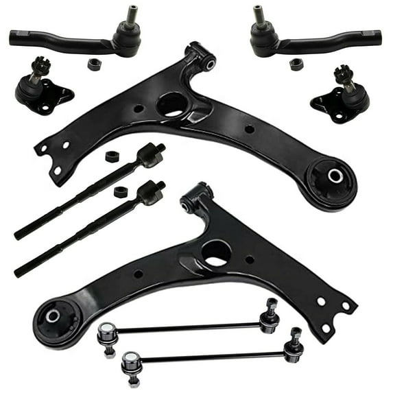 New 10 Pc Front Control Arms Passenger & Driver Side Tie Rod End Ball Joints & Sway Bars Complete Suspension Kit