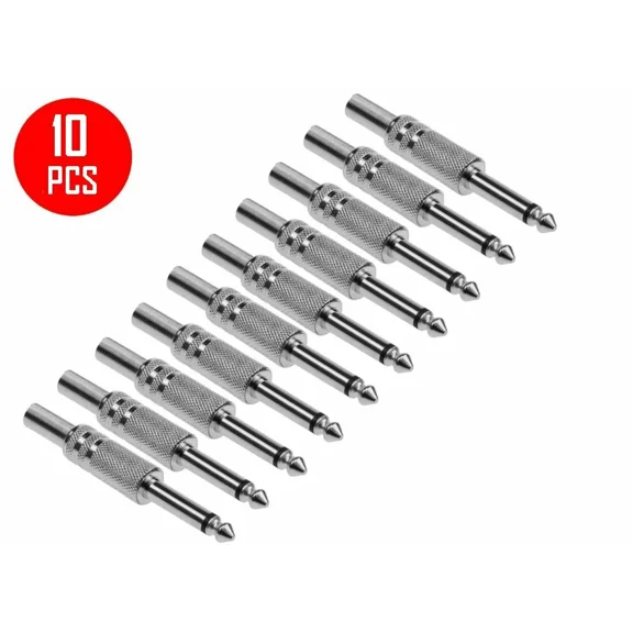 New 10 Pcs 1/4" Male Mono Audio Cable Jack Spring Connector Plugs Lot V2