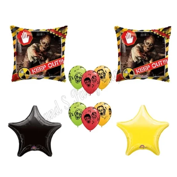 New!! 10 Piece Zombies Walking Dead Zone Halloween Party Balloons Decorations