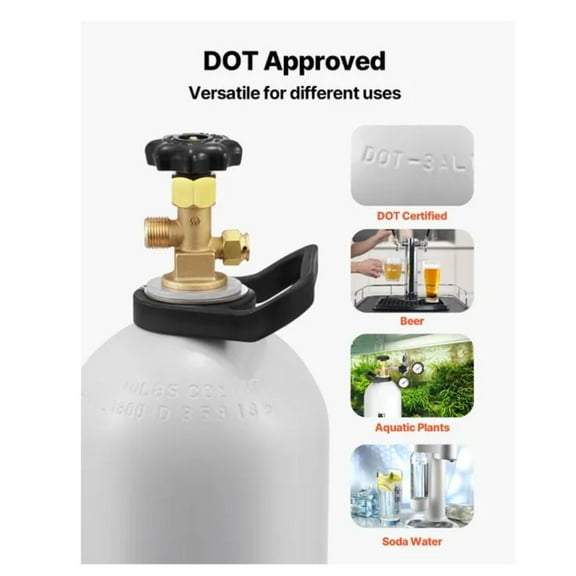 New 10 Pound Aluminum CO2 Gas Cylinder Tank | CGA320 Valve | DOT Approved | for Beverage Dispensing & Carbonation