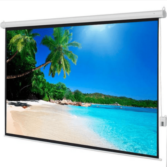 New 100" 4:3 80" x 60" Motorized Projector Screen with Remote Control-White