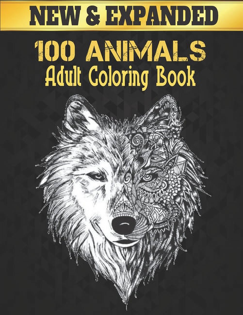 New 100 Animals Adult Coloring Book: Stress Relieving Animal Designs ...