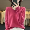 thumbnail image 1 of New 100% Merino pure wool sweater in autumn and winter women‘s V-neck knitted long-sleeved solid color warm sweater, 1 of 7
