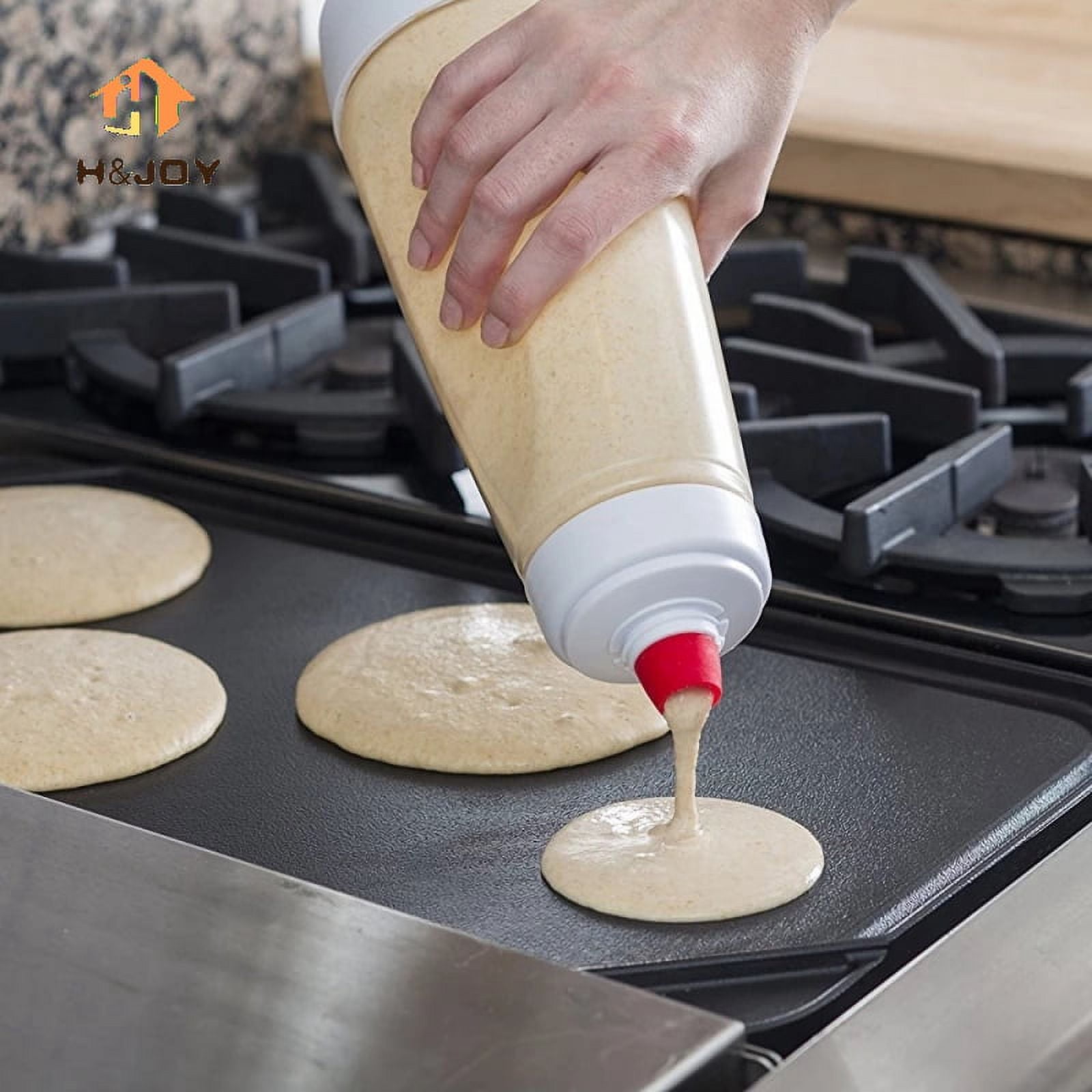 New 1065ML Pancake Batter Mixer Bottle Hand Waffles Crepes Dispenser with  BlenderBall Wire Whisk White