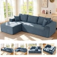thumbnail image 1 of 108" Cloud Couch Modular Sectional Sofa, Deep Seat Corduroy L-Shaped Couch with Chaise Lounge, No Assembly, Upholstered Sectional Sofa for Living Room Apartment (Deep Blue, Left Facing Chaise), 1 of 9