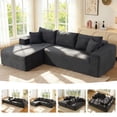 thumbnail image 1 of 108" Cloud Couch Modular Sectional Sofa, Deep Seat Corduroy L-Shaped Couch with Chaise Lounge, No Assembly Required Upholstered Sectional Sofa for Living Room Apartment (Gray, Left Facing Chaise), 1 of 9