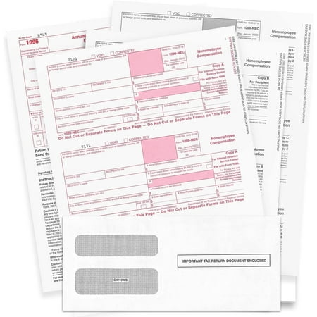 "New" 1099-NEC Forms for 2025, 4-Part Tax Forms, Vendor Kit of 25 Laser Forms and 25 Self-Seal Envelopes, Forms Designed for QuickBooks and Other Accounting Software