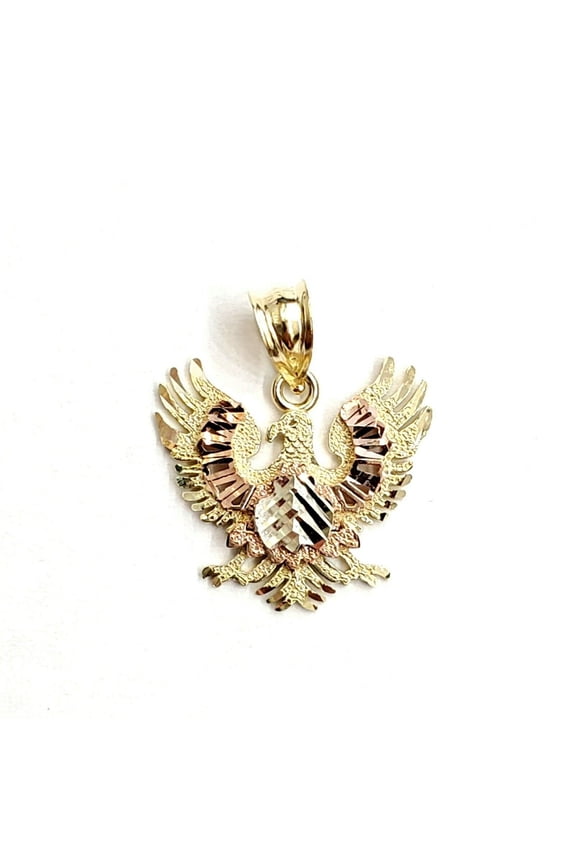 New 10k multi color Gold eagle Pendant charm diamond cut gift fine jewelry 2g