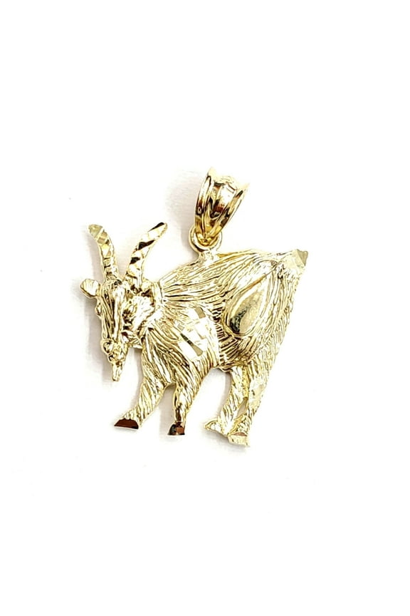 New 10k yellow Gold Goat Pendant charm diamond cut animal fine gift jewelry 2.6g