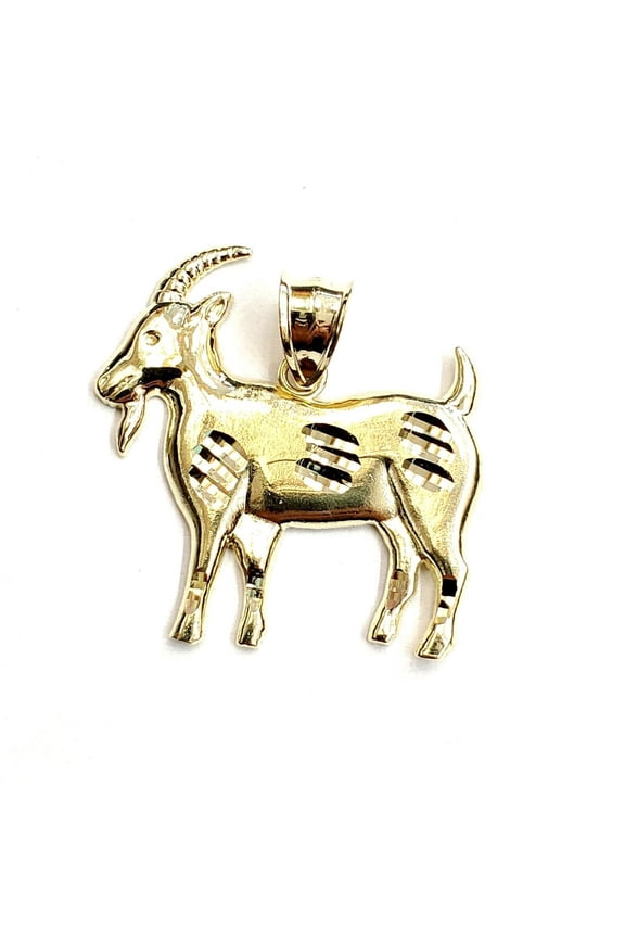 New 10k yellow Gold Goat Pendant charm diamond cut animal fine gift jewelry 2.7g
