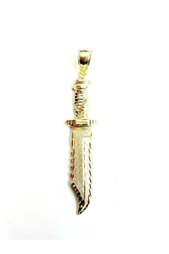 New 10k yellow Gold dagger knife Pendant charm fine gift jewelry for men 4.9g