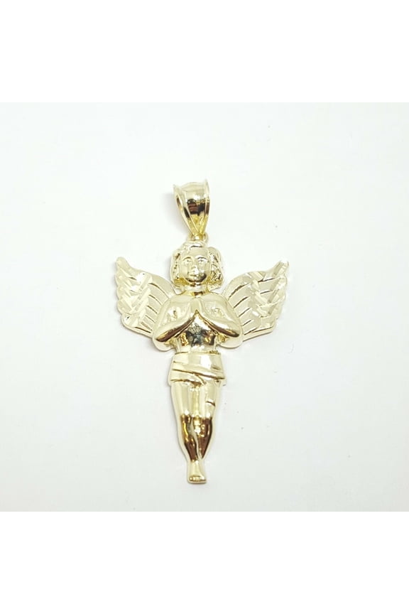 New 10k yellow Gold full body angel Pendant charm fine gift jewelry unisex 3.2g