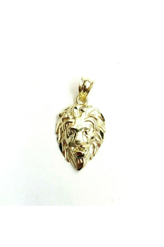 New 10k yellow Gold lion head face Leo zodiac Pendant charm gift fine jewelry 2g