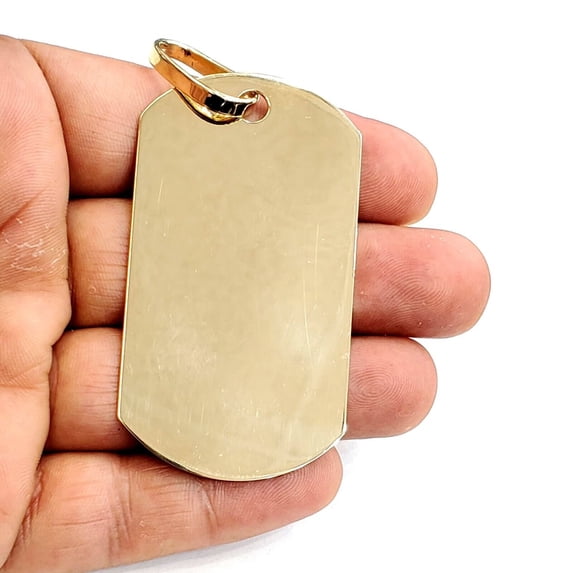 New 10k yellow Gold solid dog tag Pendant charm shiny gift fine jewelry 24.2g