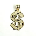 thumbnail image 1 of New 10k yellow gold dollar sign diamond cut unisex lucky pendant charm gift 2.7g, 1 of 12