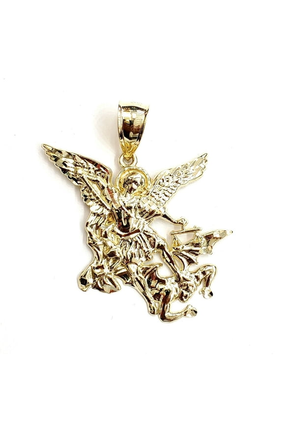 New 10k yellow gold saint Michael pendant charm fine religious gift jewelry 7g