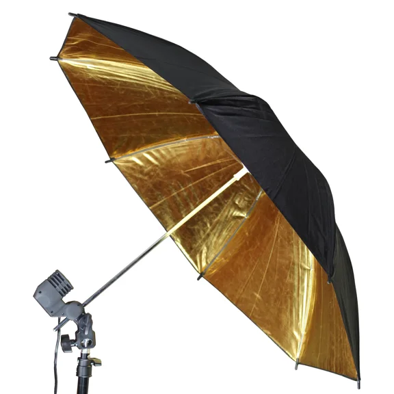 New! 110Cm / 43" Black/Gold Reflective Photograph Studio Flash Lighting Umbrella